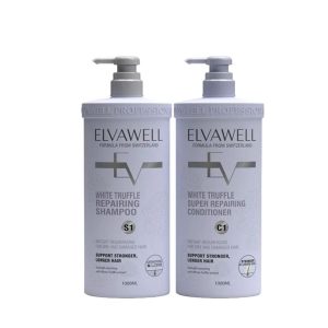 Cặp Dầu Gội Phục Hồi Hư Tổn Siêu Suôn Mượt Elvawell White Truffle Repairing Shampoo (1000ml+1000ml) - Duy Hoang