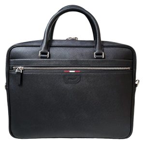 Cặp Xách Tay Bally Logo Plaque Striped Zipped Briefcase Màu Đen - Duy Hoang