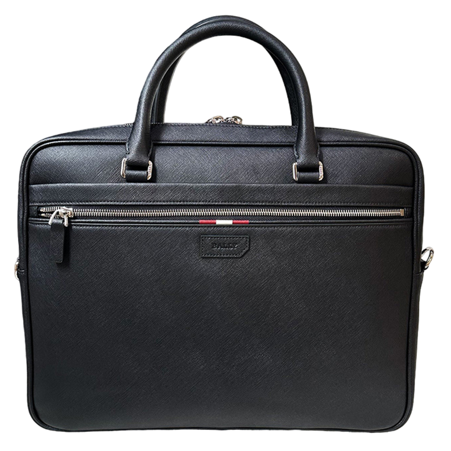 Cặp Xách Tay Bally Logo Plaque Striped Zipped Briefcase Màu Đen - Duy Hoang