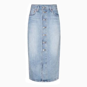 Chân Váy Bò Levi's Button Front Midi Skirt Women Levis BU-0001 Màu Xanh Nhạt - Duy Hoang