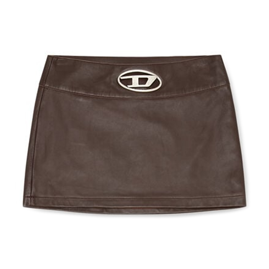 Chân Váy Diesel Leather Mini Skirt With Metal Logo A149590BNDR7ES Màu Nâu Size 38 - Duy Hoang