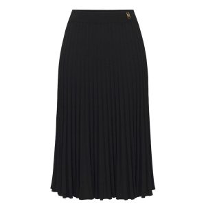 Chân Váy Nữ Elisabetta Franchi Viscose Midi Skirt With Pleated Effect GK02M47E2 Màu Đen Size 40 - Duy Hoang