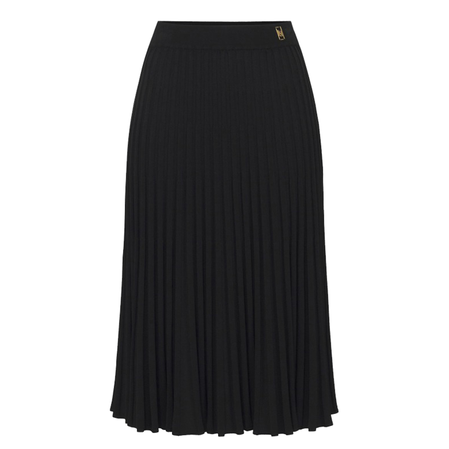 Chân Váy Nữ Elisabetta Franchi Viscose Midi Skirt With Pleated Effect GK02M47E2 Màu Đen Size 40 - Duy Hoang