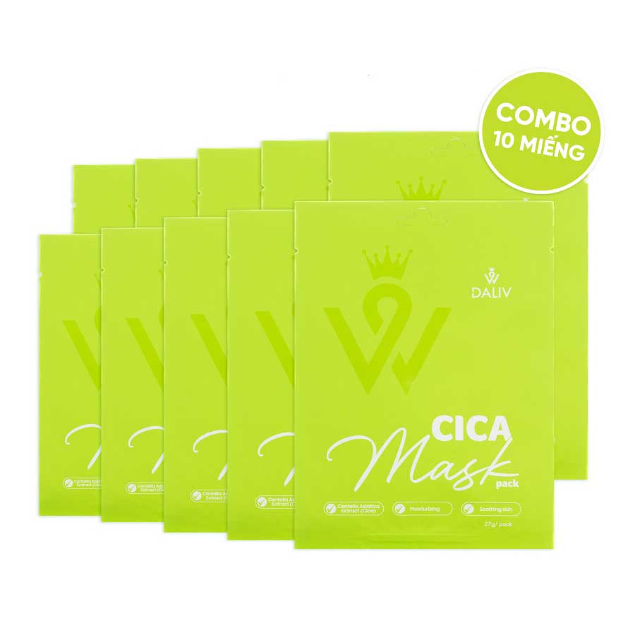Combo 10 Miếng Mặt Nạ Chiết Xuất Rau Má Dưỡng Ẩm, Làm Dịu Da Daliv Cica Mask - Duy Hoang