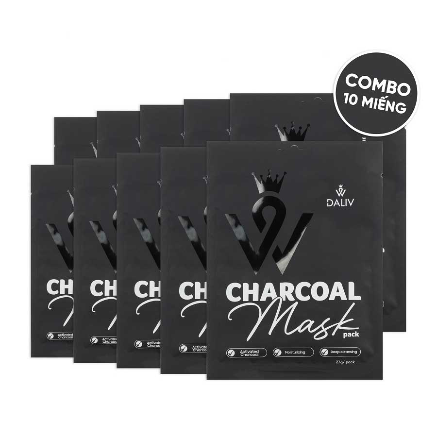 Combo 10 Miếng Mặt Nạ Than Hoạt Tính Dưỡng Ẩm, Sạch Sâu Daliv Charcoal Mask - Duy Hoang