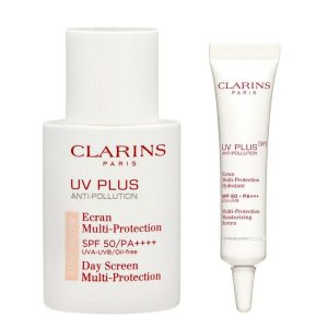 Combo Kem Chống Nắng Clarins (UV Plus Rosy Glow SPF50/PA++++ Màu Hồng 50ml + UV Plus [5P] SPF 50 PA+++ Translucent Không Màu 10ml) - Duy Hoang