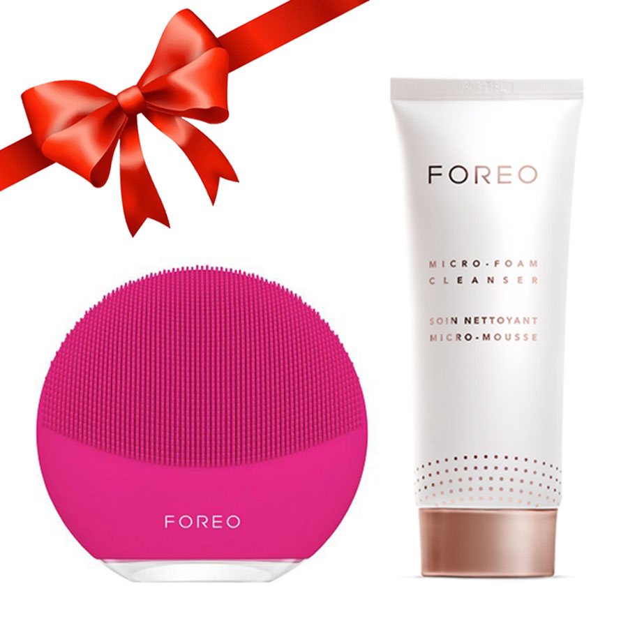Combo Máy Rửa Mặt Foreo Luna Mini 3 Màu Hồng Đậm + Sữa Rửa Mặt Foreo Micro-Foam Cleanser 100ml - Duy Hoang