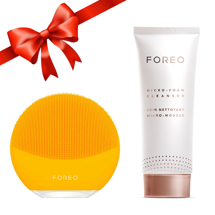 Combo Máy Rửa Mặt Foreo Luna Mini 3 Màu Vàng + Sữa Rửa Mặt Foreo Micro-Foam Cleanser 100ml - Duy Hoang