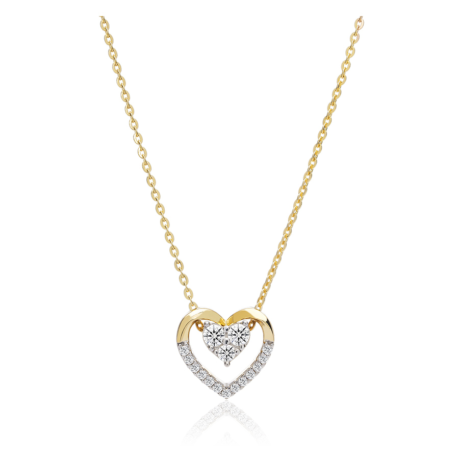 Dây Chuyền Huy Thanh Jewelry Madermoiselle DCMAMD 609 - 14K - Đá CZ Trắng Màu Vàng Gold - Duy Hoang