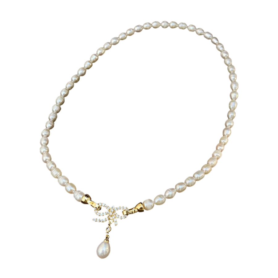 Dây Chuyền Nữ Jessica Pearl Elegant Knot JN7 Màu Trắng Ngà - Duy Hoang