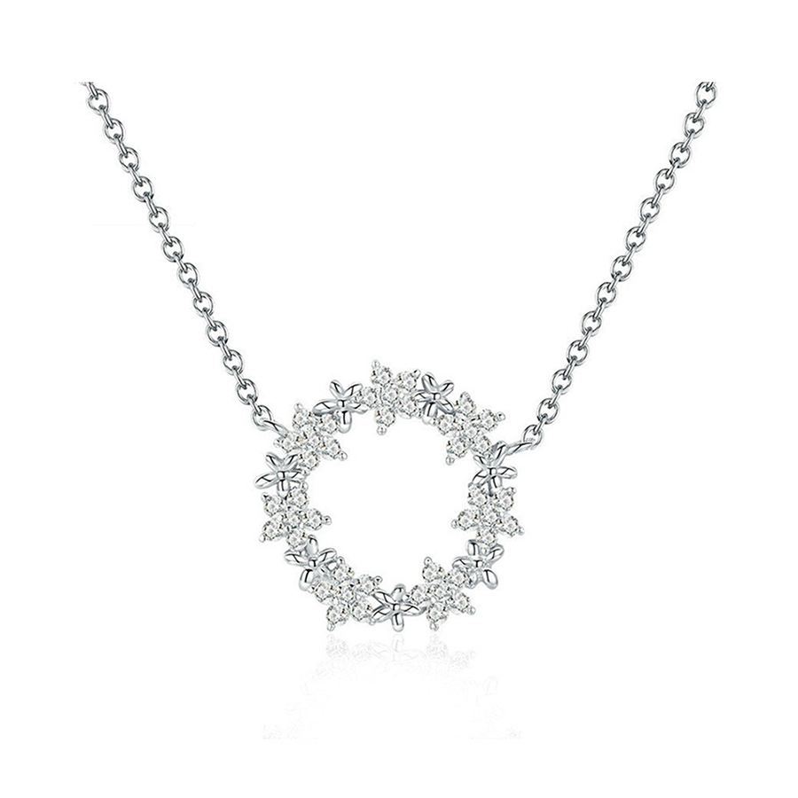 Dây Chuyền Nữ Lili Jewelry Bạc Đính Đá CZ Hình Vòng Hoa Zaylee LILI_105491 Màu Bạc - Duy Hoang