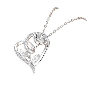 Dây Chuyền Nữ Lili Jewelry Bạc Đính Đá CZ Hoa Hồng Tình Yêu Kimber LILI_105852 Màu Bạc - Duy Hoang