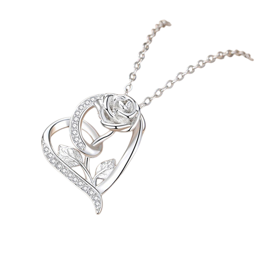 Dây Chuyền Nữ Lili Jewelry Bạc Đính Đá CZ Hoa Hồng Tình Yêu Kimber LILI_105852 Màu Bạc - Duy Hoang