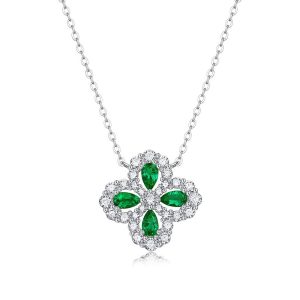 Dây Chuyền Nữ Lili Jewelry Bạc Đính Ngọc Lục Bảo Cỏ 4 Lá Tinsley LILI_099089 Màu Xanh Bạc - Duy Hoang