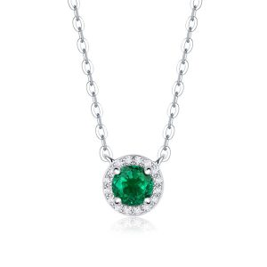 Dây Chuyền Nữ Lili Jewelry Bạc Đính Ngọc Lục Bảo Tổng Hợp Kallie LILI_099082 Màu Xanh Bạc - Duy Hoang