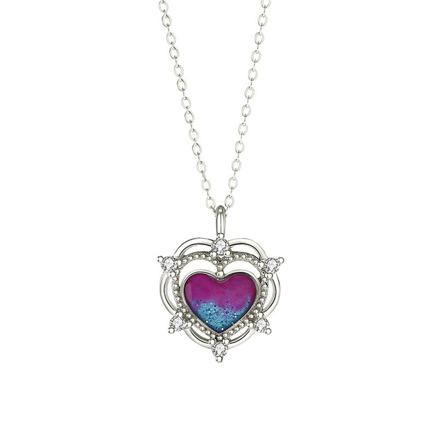 Dây Chuyền Nữ Lili Jewelry Đính Đá CZ Hình Trái Tim Cách Điệu Myrna LILI_851635 Màu Bạc Tím - Duy Hoang