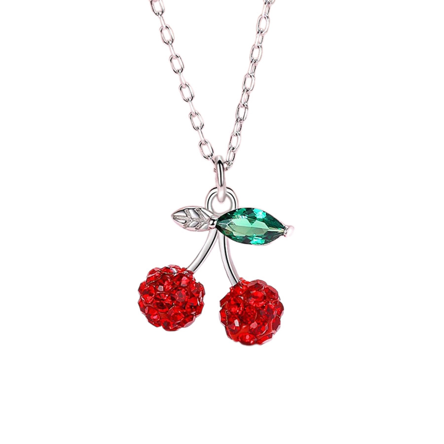 Dây Chuyền Nữ Lili Jewelry Đính Đá CZ Quả Anh Đào Cherry LILI_097635 Màu Đỏ Bạc - Duy Hoang