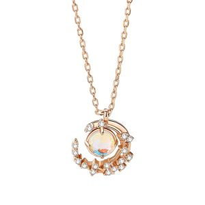 Dây Chuyền Nữ Lili Jewelry Đính Đá CZ The Moon LILI_422788 Màu Vàng Hồng - Duy Hoang