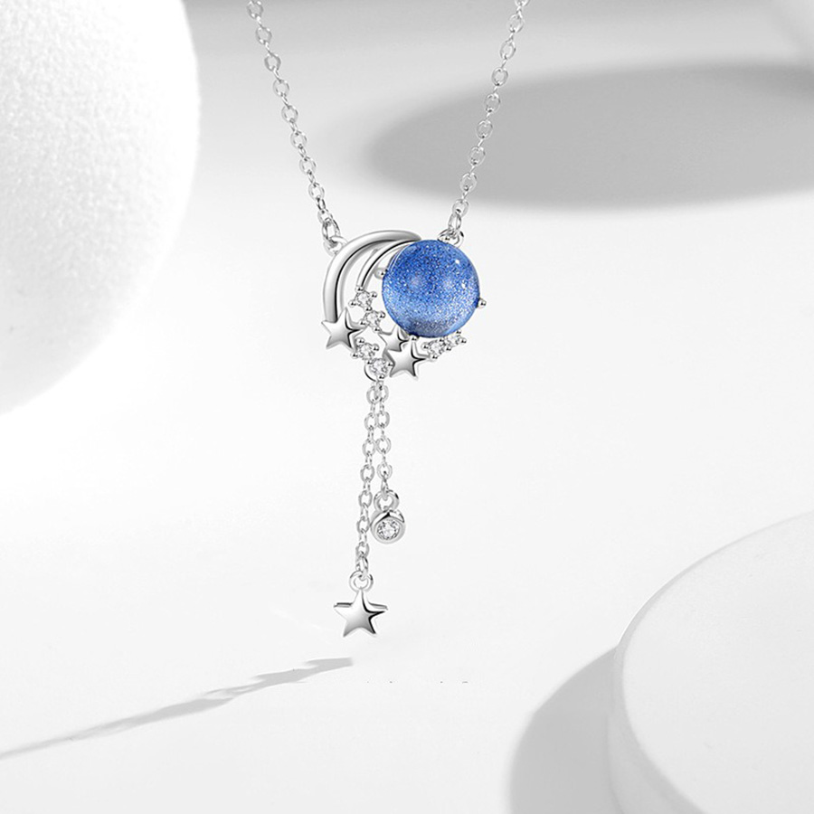 Dây Chuyền Nữ Lili Jewelry Đính Đá CZ Tiểu Hành Tinh Marina LILI_105111 Màu Xanh Bạc - Duy Hoang
