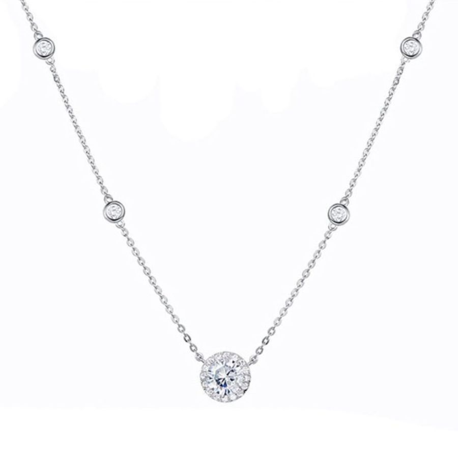 Dây Chuyền Nữ Lili Jewelry Đính Đá CZ Tròn Aliyah LILI_652625 Màu Trắng - Duy Hoang