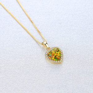 Dây Chuyền Nữ Lili Jewelry Đính Đá Opal Hình Trái Tim Arlet LILI_098147 Màu Vàng - Duy Hoang