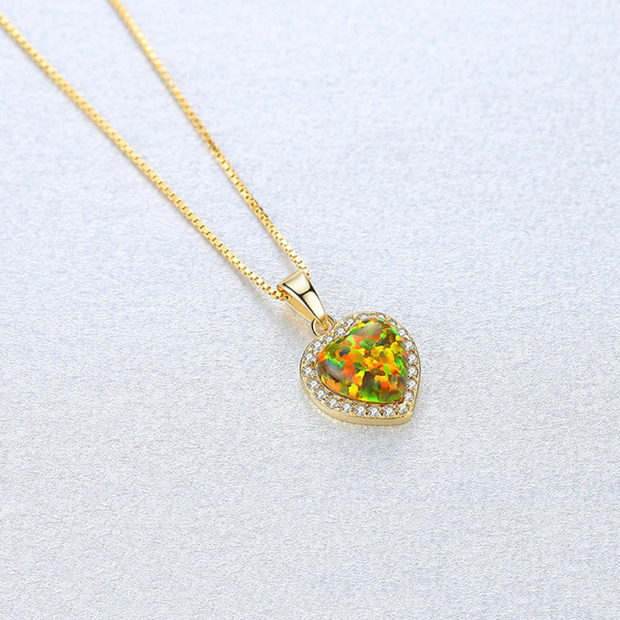 Dây Chuyền Nữ Lili Jewelry Đính Đá Opal Hình Trái Tim Arlet LILI_098147 Màu Vàng - Duy Hoang