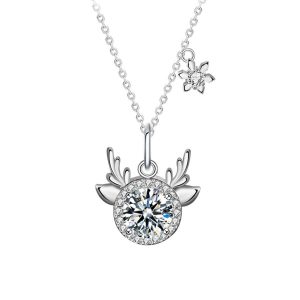 Dây Chuyền Nữ Lili Jewelry Đính Kim Cương Moissanite Gạc Nai Jaylani LILI_074209 Màu Bạc - Duy Hoang