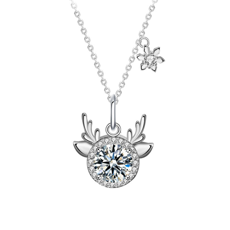 Dây Chuyền Nữ Lili Jewelry Đính Kim Cương Moissanite Gạc Nai Jaylani LILI_074209 Màu Bạc - Duy Hoang
