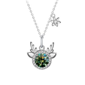 Dây Chuyền Nữ Lili Jewelry Đính Kim Cương Moissanite Gạc Nai Jaylani LILI_074209 Màu Xanh Bạc - Duy Hoang