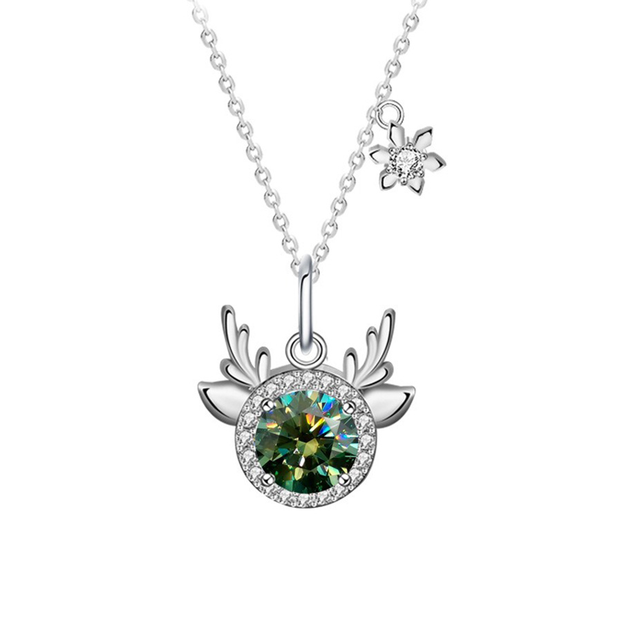 Dây Chuyền Nữ Lili Jewelry Đính Kim Cương Moissanite Gạc Nai Jaylani LILI_074209 Màu Xanh Bạc - Duy Hoang