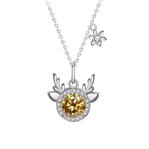 Dây Chuyền Nữ Lili Jewelry Đính Kim Cương Moissanite Gạc Nai Jaylani LILI_074209 Màu Vàng Bạc - Duy Hoang