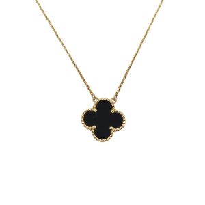 Dây Chuyền Jewery Luxury Onyx Vintage Alhambra Pendant Necklace Màu Vàng Hồng Size 15mm - Duy Hoang