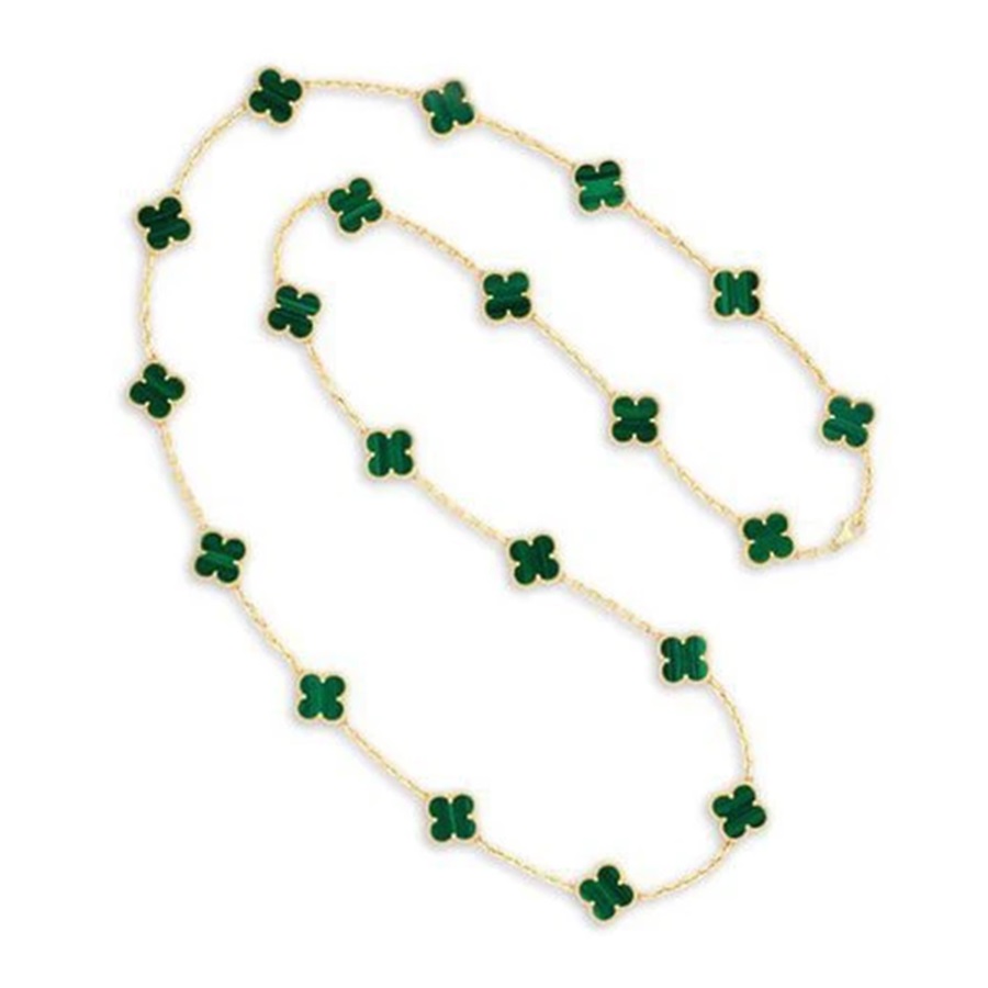 Dây Chuyền Jewery Luxury Style Yellow Gold 18k A Malachite Alhambra Necklace Màu Vàng Gold (Chế Tác) - Duy Hoang