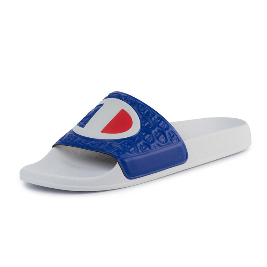 Dép Champion White & Navy Slide Sandals Màu Trắng Xanh - Duy Hoang