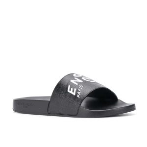Dép Quai Ngang Nam Givenchy Logo Print Leather Slides ES0260 Màu Đen Size 41 - Duy Hoang