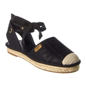 Dép Sandal Nữ Fendi Roam Espadrilles Màu Đen Trắng Size 38 - Duy Hoang