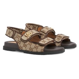 Dép Sandal Nữ Gucci ‎771575 G1730 9755 Women's Double G Monogram Màu Be Nâu Size 35.5 - Duy Hoang