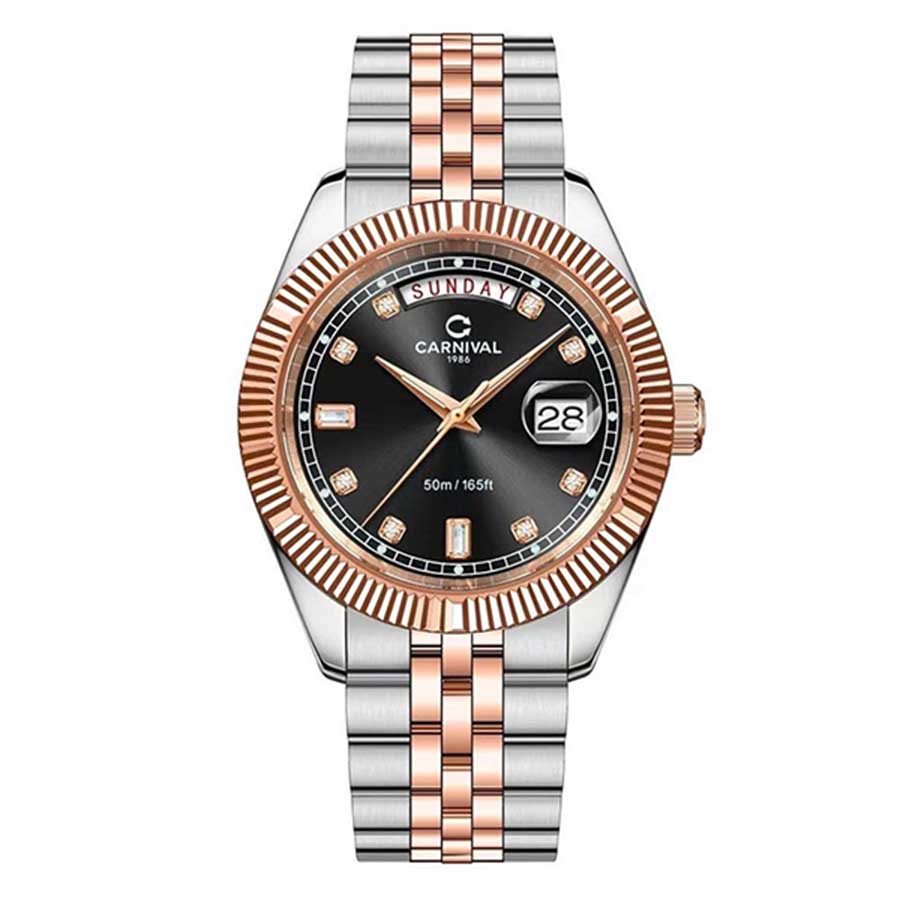 Đồng Hồ Nam Carnival Quartz 8190G-CH-D Màu Đen Bạc - Duy Hoang