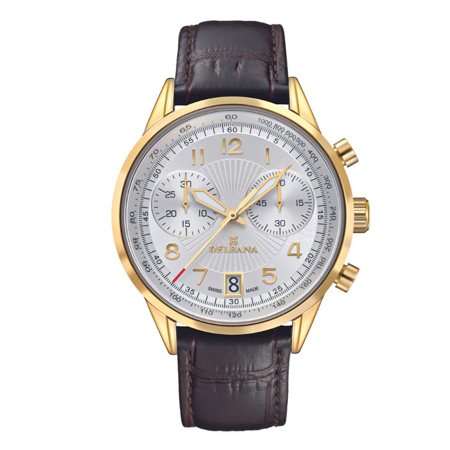 Đồng Hồ Nam Delbana Retro Chronograph 42mm Watch 42601.672.6.064 Màu Đen Phối Vàng - Duy Hoang