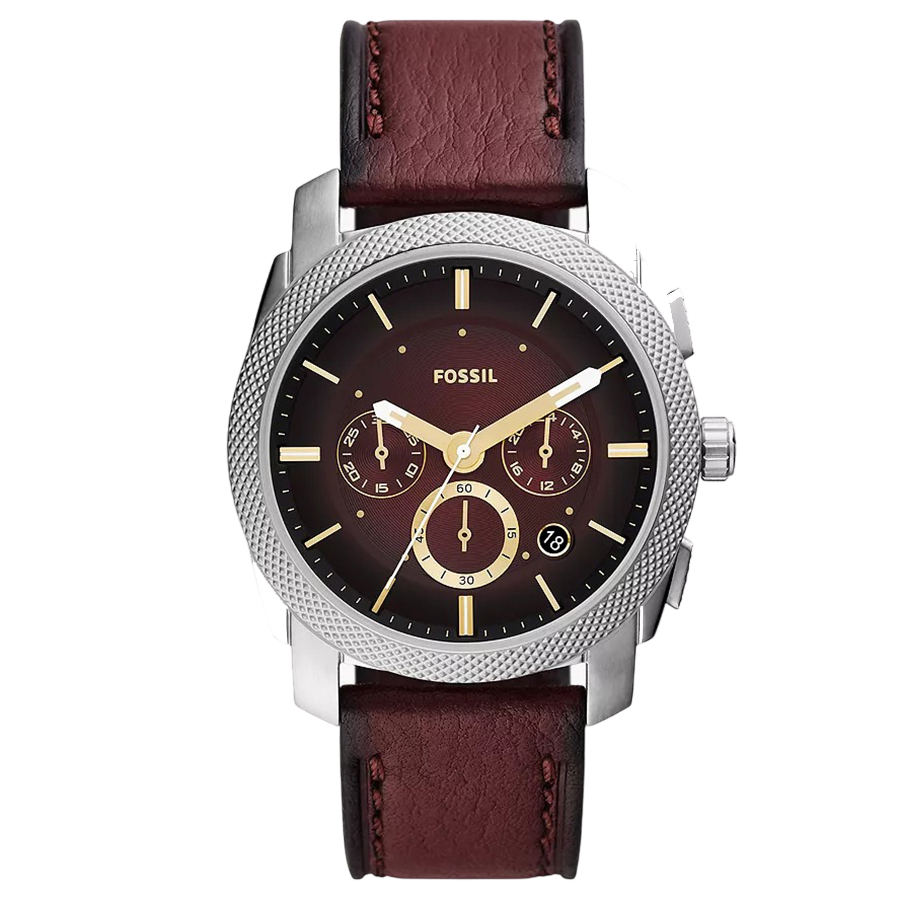 Đồng Hồ Nam Fossil Machine Chronograph Burgundy Litehide Leather Watch FS5884 Màu Đỏ Mận - Duy Hoang