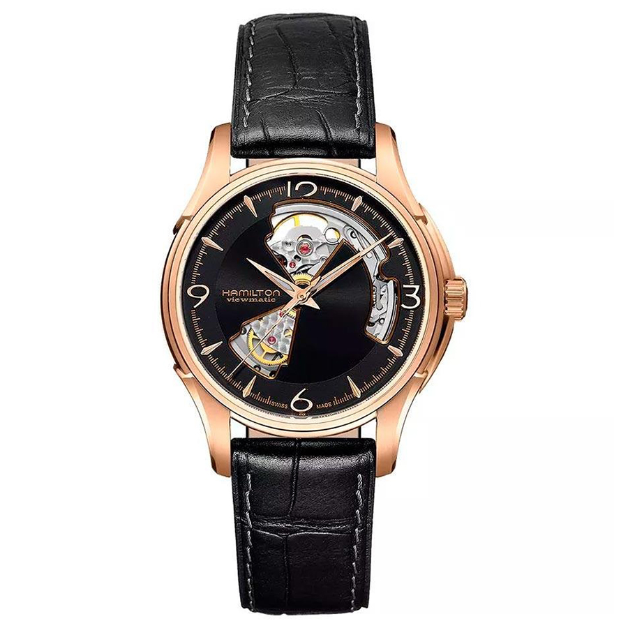 Đồng Hồ Nam Hamilton Jazzmaster Open Heart Arabic H32575735 40mm Màu Đen/ Vàng Hồng - Duy Hoang