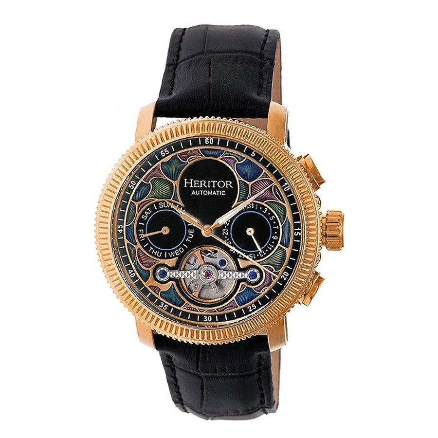 Đồng Hồ Nam Heritor Automatic Aura Semi-Skeleton HERHR3503 Màu Xanh Vàng - Duy Hoang
