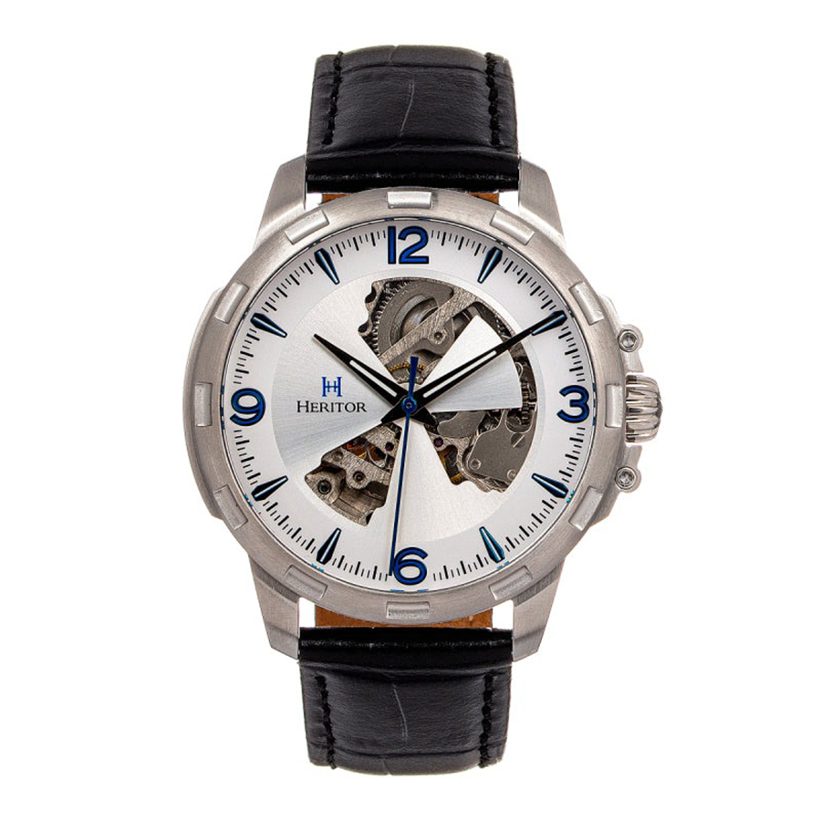 Đồng Hồ Nam Heritor Automatic Theo Semi Skeleton HERHS1701 Màu Bạc Đen - Duy Hoang