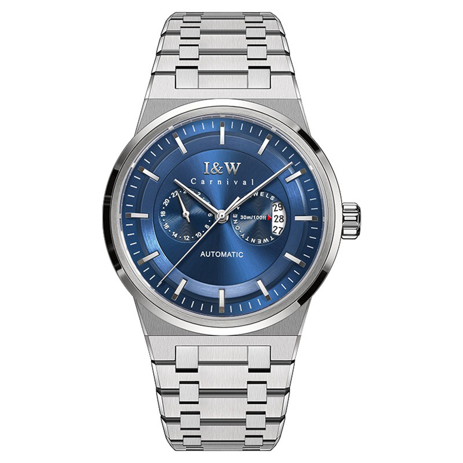 Đồng Hồ Nam I&W Carnival 55870G-T1 Automatic Màu Bạc Xanh - Duy Hoang