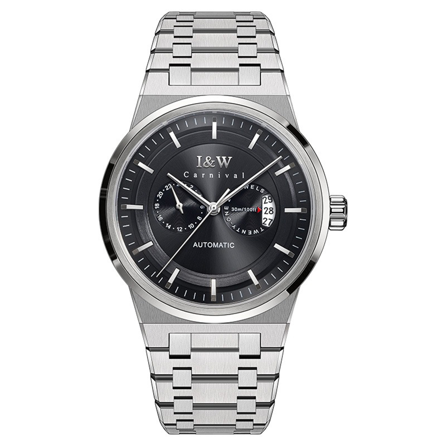 Đồng Hồ Nam I&W Carnival 55870G-T2 Automatic Màu Bạc Đen - Duy Hoang