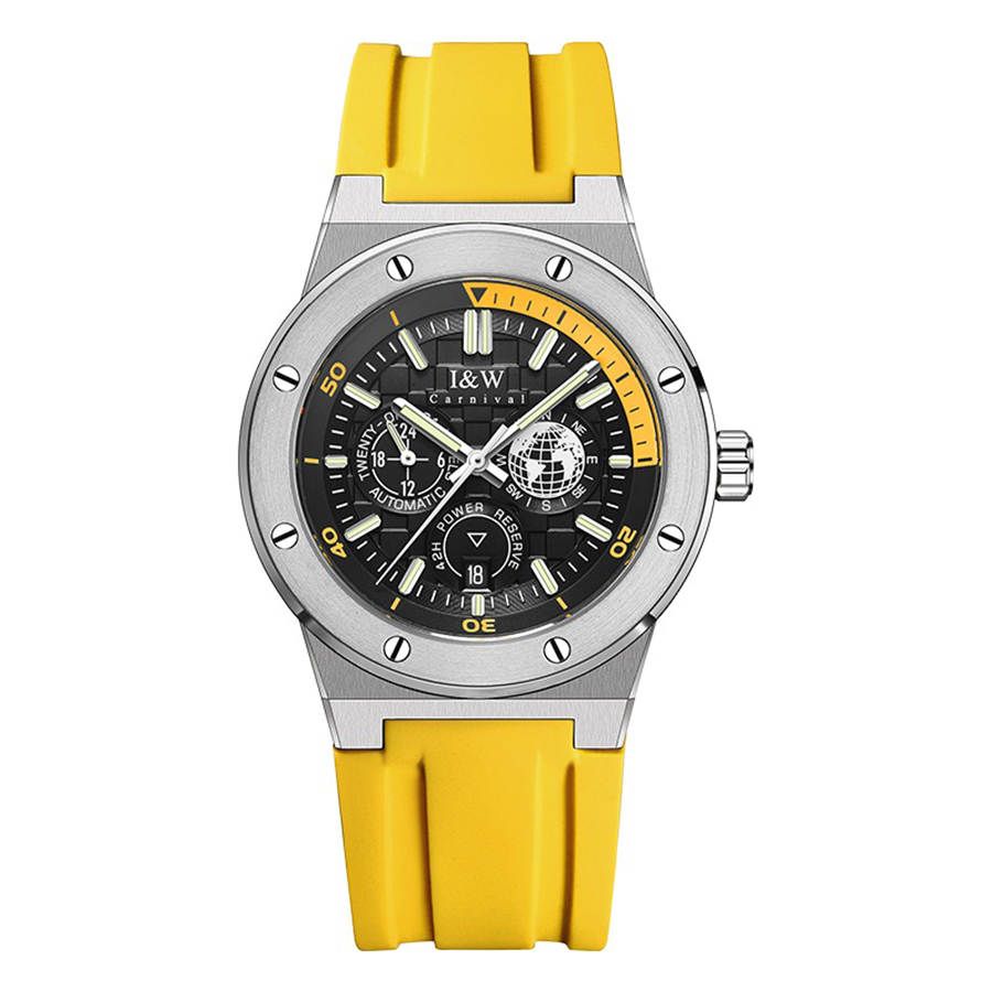Đồng Hồ Nam I&W Carnival 783G-S3 Automatic Sport Màu Vàng Đen - Duy Hoang