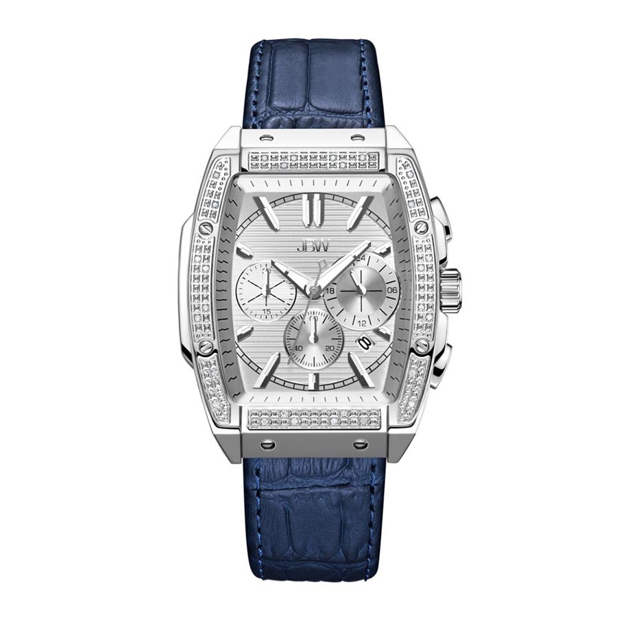 Đồng Hồ Nam JBW Echelon Quartz Silver Dial Blue Leather Men's Watch J6379C Màu Xanh Bạc - Duy Hoang