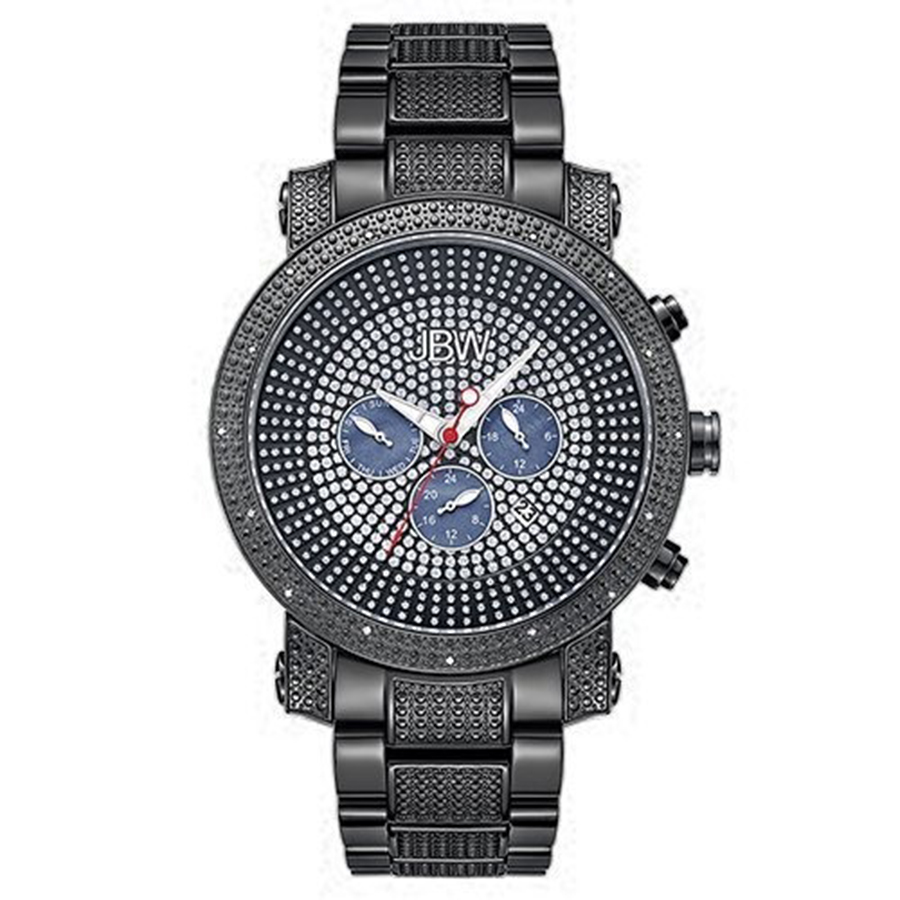 Đồng Hồ Nam JBW Victor Black Crystal Embedded Chronograph Dial Watch JB-8102-G Màu Đen - Duy Hoang