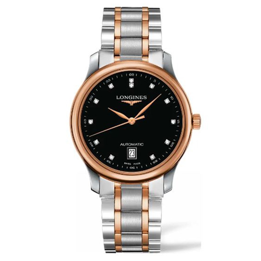Đồng Hồ Nam Longines Automatic L2.628.5.59.7 Master Collection Diamond 18K Rosegold Màu Bạc Đen - Duy Hoang