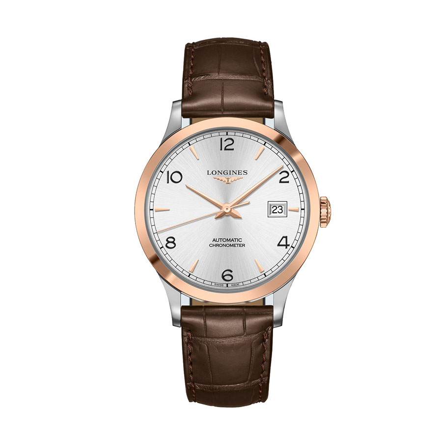 Đồng Hồ Nam Longines Record Collection Demi 18K 40mm L2.821.5.76.2 (L28215762) Màu Nâu - Vàng Hồng - Duy Hoang